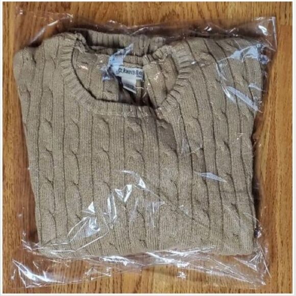 Petite Large Classic Ribbed Cable Knit Tan Sweater - Picture 14 of 14